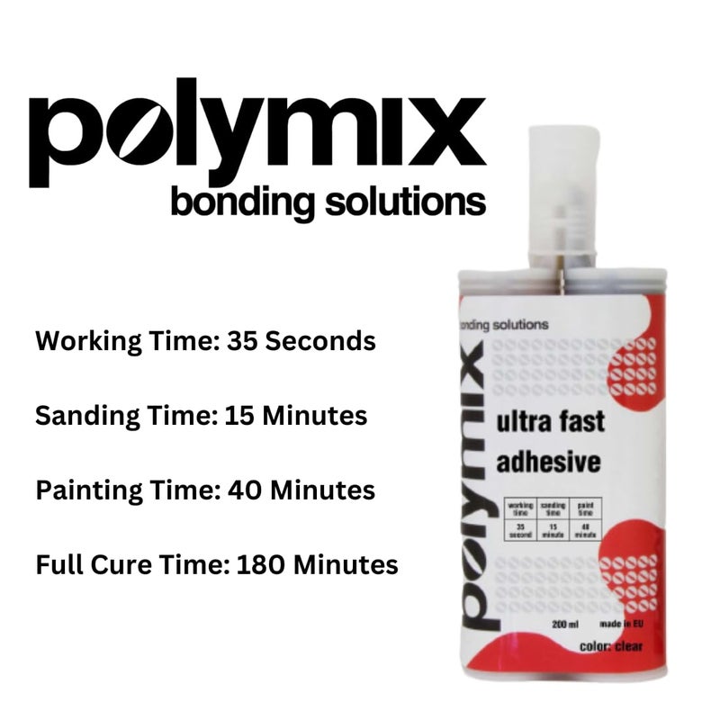Polymix Rigid Automotive Multipurpose Plastic Repair and Adhesive 200ml Cartridge & Two Application Mixing Nozzles (Clear), P2.3002.200.B - Image 5